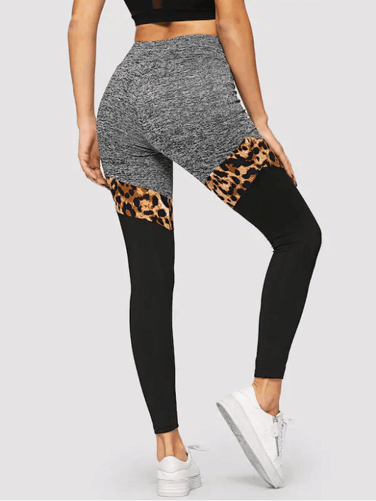 Leggings Deportivos Estampado Leopardo Gris y Negro - Image 5