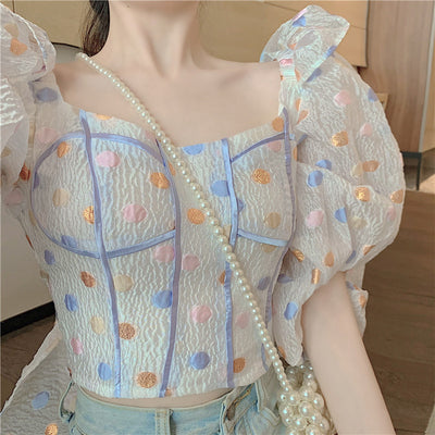 Blusa Blanca con Lunares y Mangas Abullonadas - Image 9