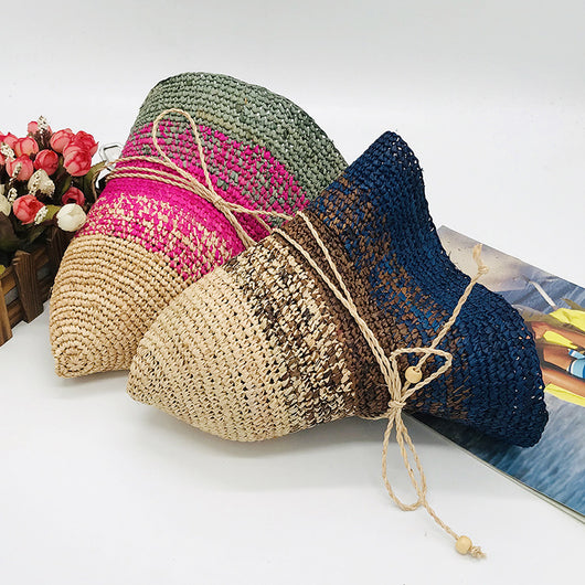 Sombrero de Rafia Tejido con Cúpula Calada y Ala Plana para Mujer - Image 10