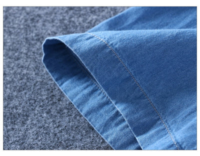 Camisa Denim de Algodón Manga Corta para Hombre - Comodidad de Verano - Image 12