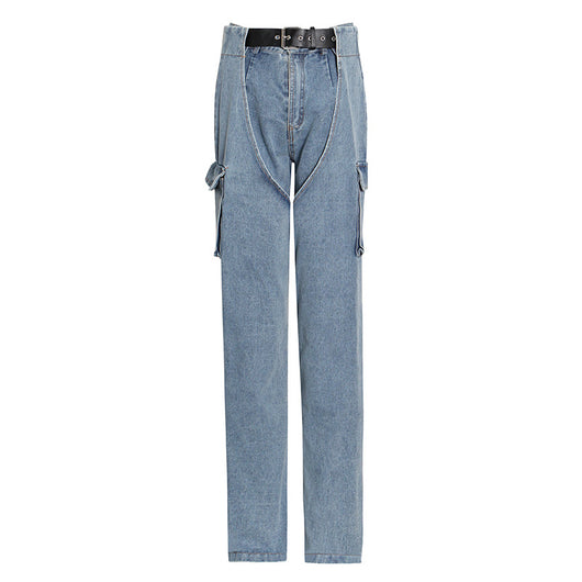 Jeans Talle Alto Cintura Elevada con Bolsillos Grandes Corte Recto - Image 5