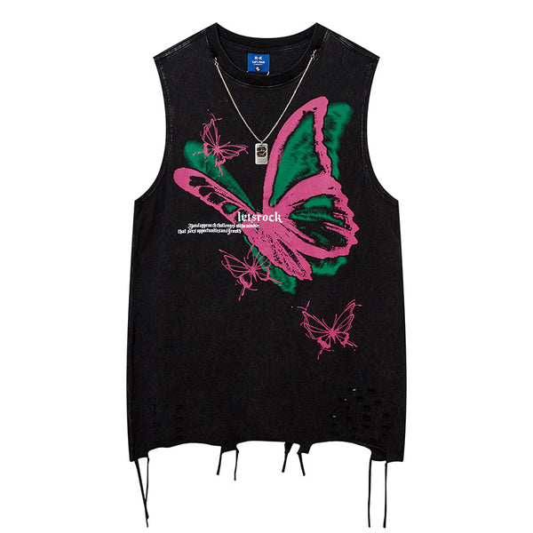 Playera Sin Mangas Rasgada Butterfly para Hombre