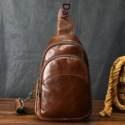 Bolsa de Pecho Minimalista de Cuero Genuino Gran Capacidad para Hombre - Image 5