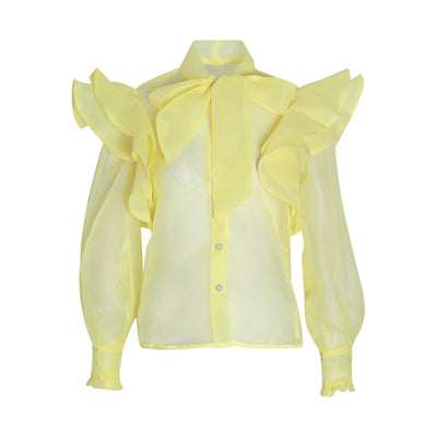 Blusa Manga Larga con Moño y Volantes para Mujer - Image 7