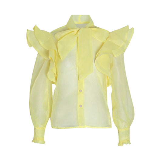 Blusa Manga Larga con Moño y Volantes para Mujer - Image 7