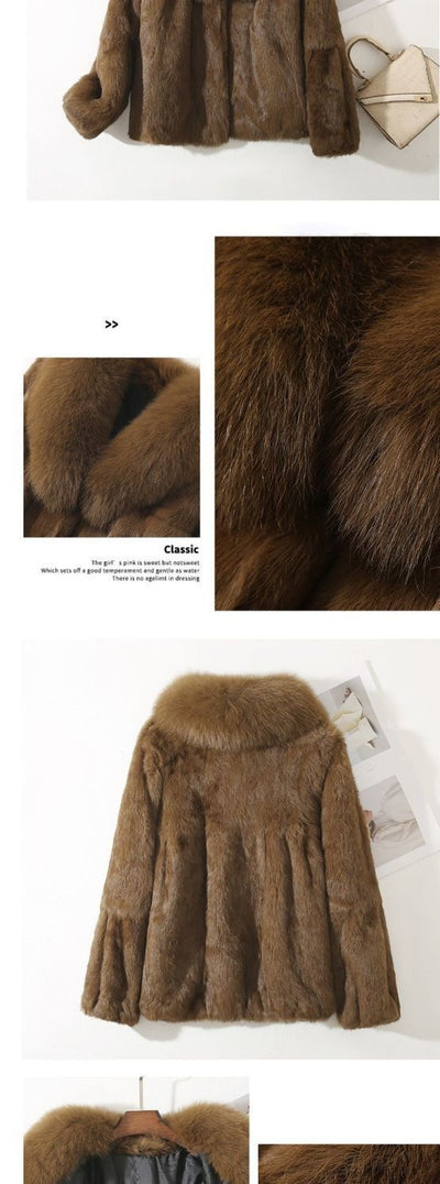 Abrigo de Piel de Conejo Ajustado para Otoño Invierno - Image 8