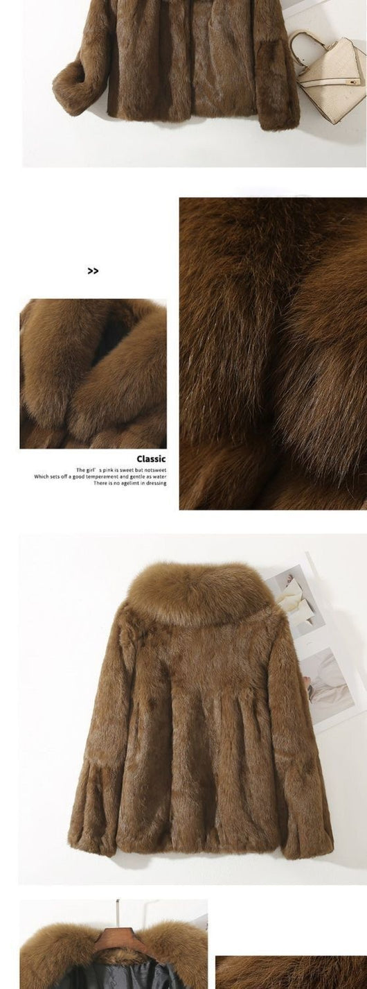 Abrigo de Piel de Conejo Ajustado para Otoño Invierno - Image 8
