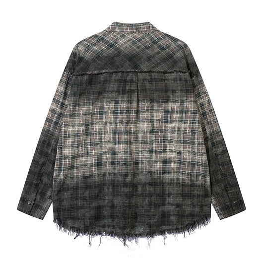 Camisa Plaid Degradado con Bordes Deshilachados - Image 5