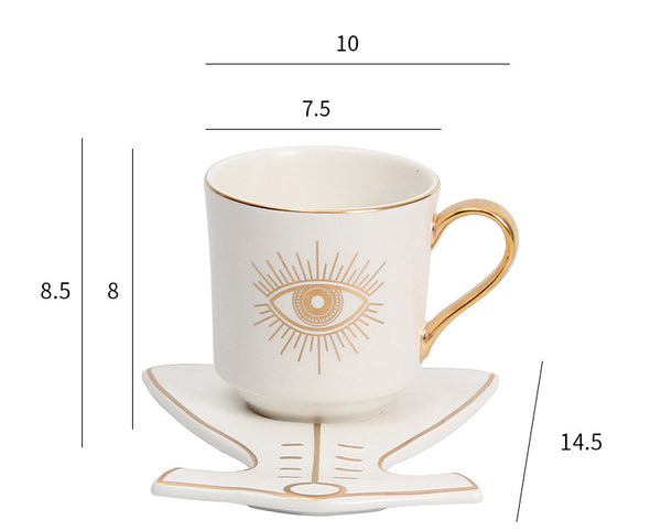 Taza de Café Europea con Plato de Cerámica Estilo Creativo