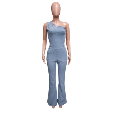 Jumpsuit Denim Ajustado con Hombros Caídos y Cintura Ceñida - Image 10