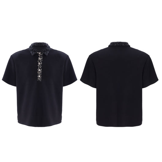 Polo Holgado con Cuello Cuadrado, Lentejuelas y Bordados Elaborados - Image 8