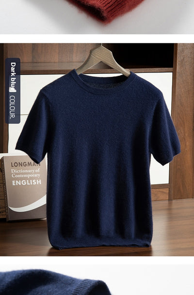 Suéter de Cachemira para Hombre Cuello Redondo Manga Corta - Image 13