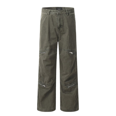 Pantalones Cargo Hombre Bolsillos Amplios Corte Recto con Cierre - Image 9