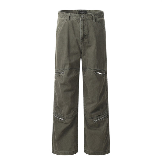 Pantalones Cargo Hombre Bolsillos Amplios Corte Recto con Cierre - Image 9