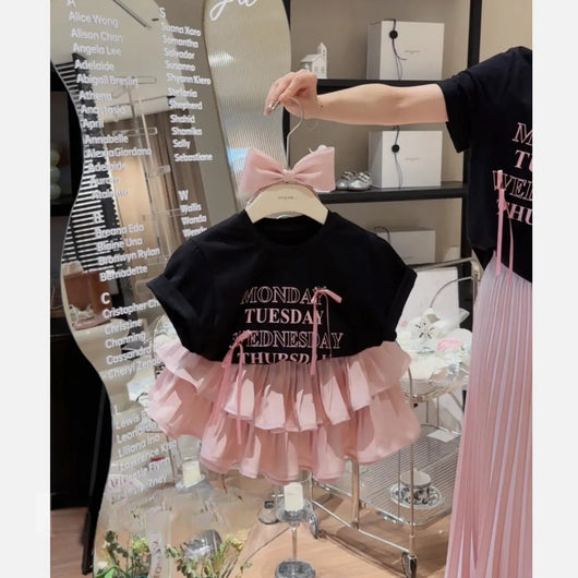 Conjunto Infantil Falda Plisada Estilo Occidental con Camiseta Estampada - Image 6