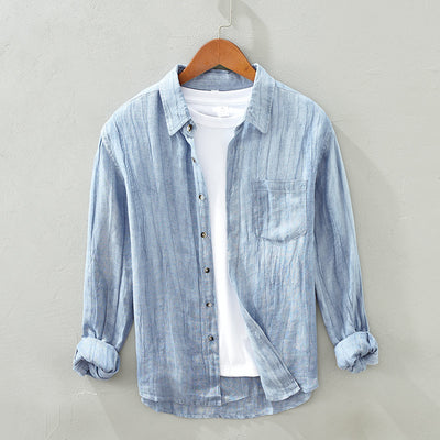 Camisa de Lino Manga Larga Suelta para Hombre - Image 4