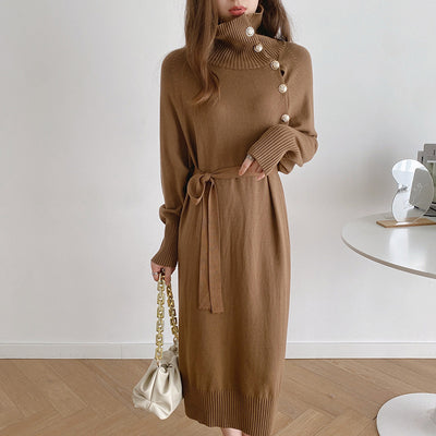 Vestido Cuello Alto Suelto y Delgado Versátil - Image 10