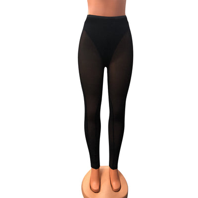 Leggings Deportivos Mesh Transparencia Colores Sólidos - Image 5