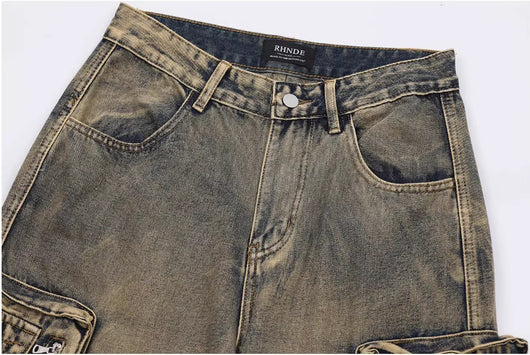 Pantalón Vaquero Retro Tipo Workwear con Bolsillos y Pierna Ancha - Image 8