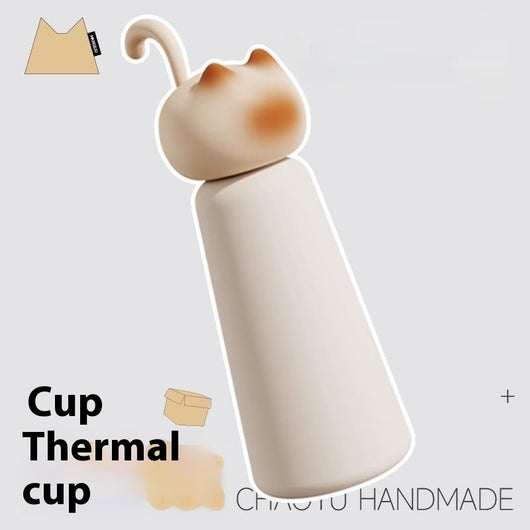 Termo Portátil con Diseño de Gatita - Vaso Térmico Adorable