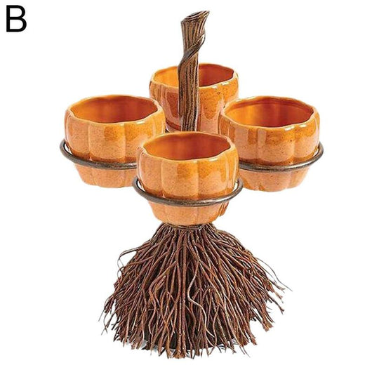 Decoración Halloween: Soporte para Snacks con Diseño de Calabaza y Escoba - Image 5