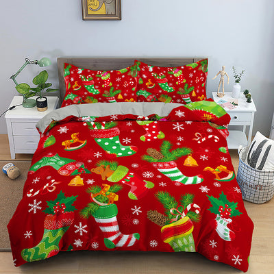 Juego de Cama Navideño Papá Noel Rojo - Diseño Digital 3 Piezas - Image 5