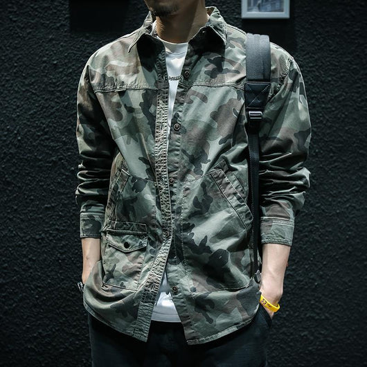 Chaqueta Camisa de Trabajo Camuflaje Manga Larga para Hombre - Image 4