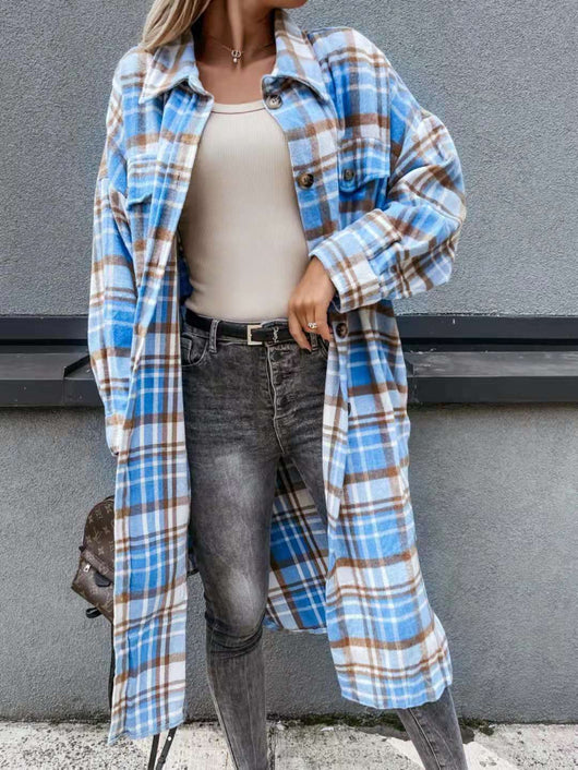Camisa Cuadriculada Oversized de Largo Extendido - Image 5