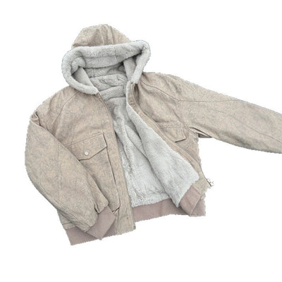 Chaqueta Acolchada de Algodón con Textura Mármol - Estilo Retro para Invierno - Image 5