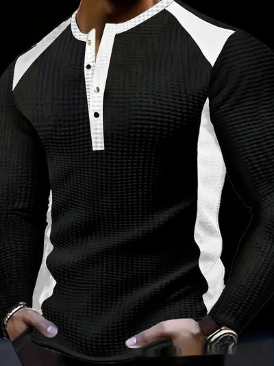 Sudadera Hombre Manga Larga Diseño Jacquard Patchwork Corte Holgado - Image 6