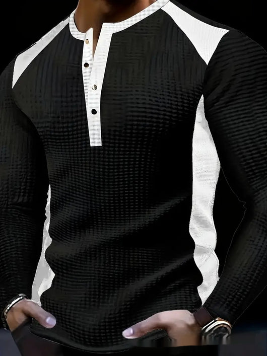 Sudadera Hombre Manga Larga Diseño Jacquard Patchwork Corte Holgado - Image 6