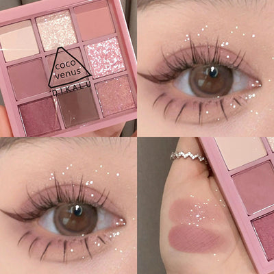 Paleta de Sombras Nueve Colores - Tonos Fríos y Cálidos con Acabado Shimmer y Matte - Image 7