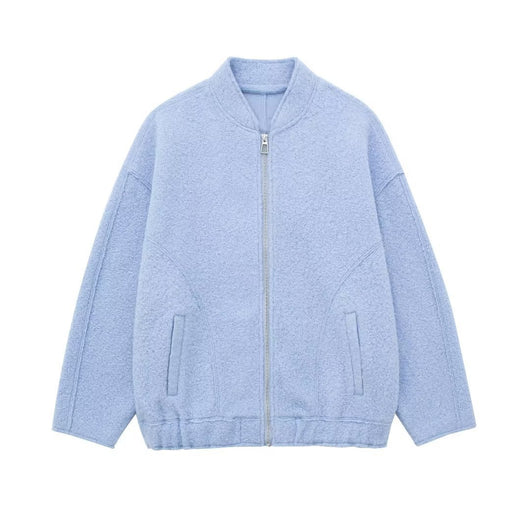 Camisa de Cuero Minimalista Otoñal con Cuello Alzado y Cierre de Cremallera