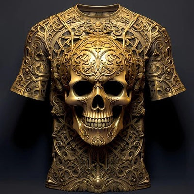 Playera Hip Hop 3D Calavera Estampado Europeo Tendencia Urbana - Image 5