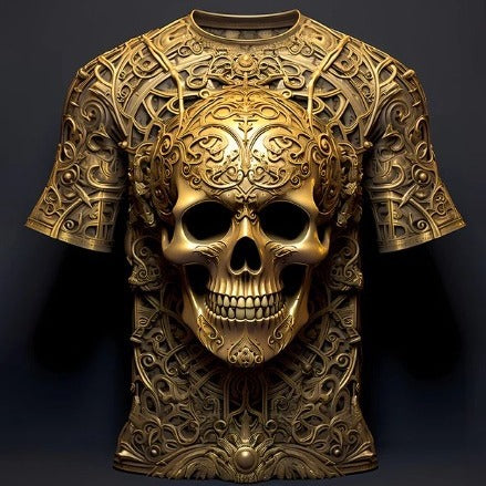 Playera Hip Hop 3D Calavera Estampado Europeo Tendencia Urbana - Image 5