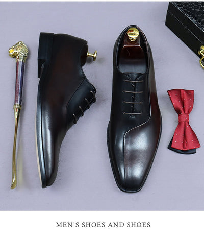 Zapatos Formales de Cuero para Hombre Estilo Británico con Diseño Bicolor - Image 9