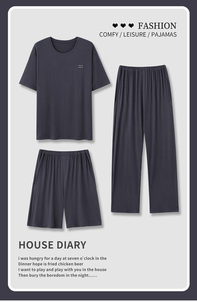 Pijama Hombre Modal Verano - Set 3 Piezas Manga Corta Transpirable - Image 33
