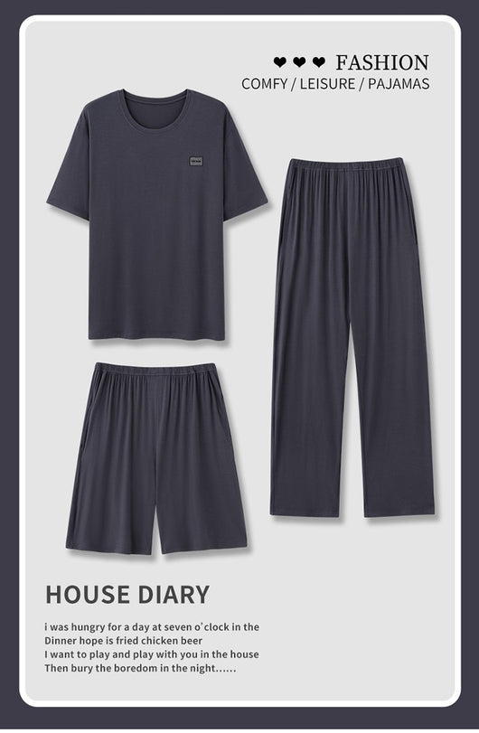 Pijama Hombre Modal Verano - Set 3 Piezas Manga Corta Transpirable - Image 33