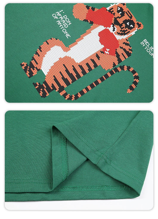 Camiseta Suelta Estampado Anime Tigre Manga Corta Unisex - Image 19