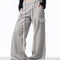 Pantalones de Chándal Gris Cintura Ajustable con Bolsillos Múltiples para Mujer
