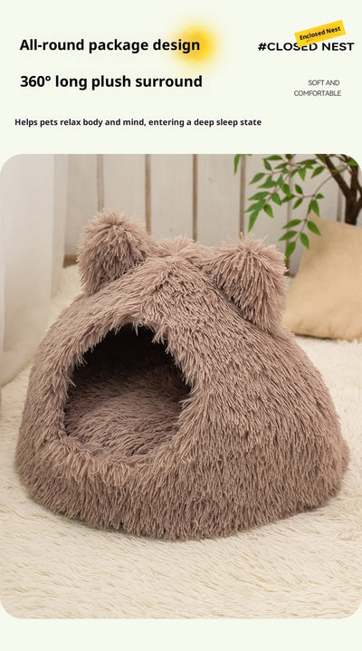 Cama Cálida Semiencerrada para Gatos con Peluche Suave - Image 14