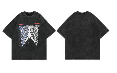 Camiseta Manga Corta Estampado Calavera Desgastada para Hombre - Image 6