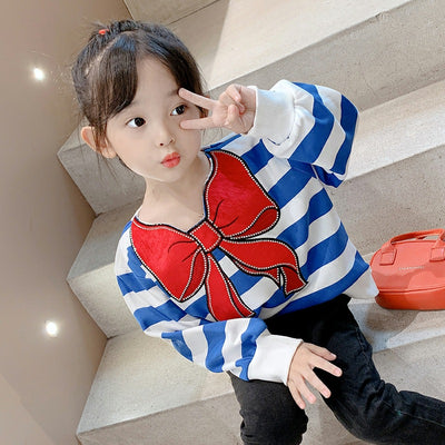 Blusa Infantil a Rayas con Moño Adorable - Manga Larga - Image 4