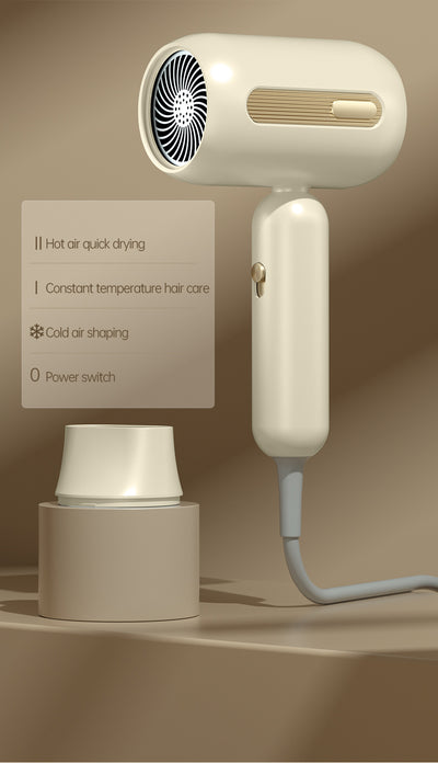 Beige 1200W hair dryer with a minimalist design, featuring a 360-degree rotating air collector nozzle and a US 110V plug. - Image 28