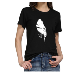 Playera Casual con Estampado de Pluma - Manga Corta Cómoda - Image 6