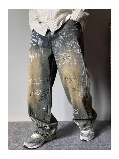 Pantalones Holgados de Corte Recto con Diseño de Patchwork para Hombre - Image 18