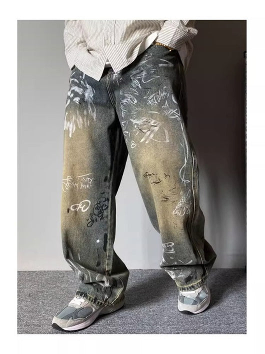 Pantalones Holgados de Corte Recto con Diseño de Patchwork para Hombre - Image 18