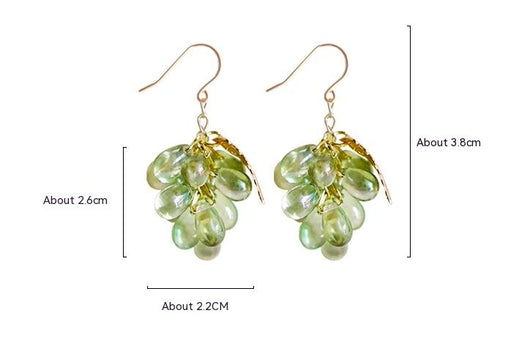 Aretes de Uva con Cuentas de Vidrio y Borla Delicada - Image 2