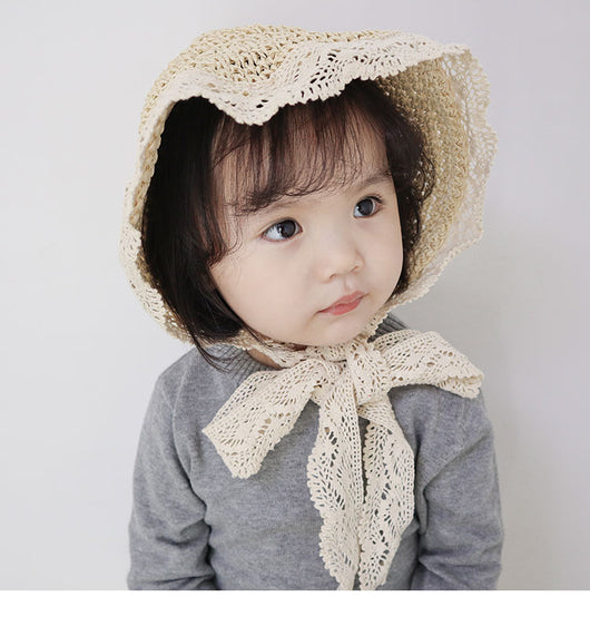 Sombrero de Paja con Moño de Encaje Coreano Plegable - Image 11