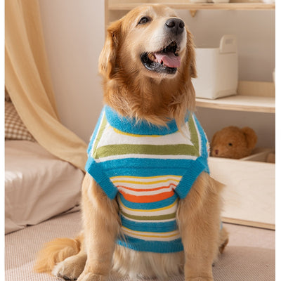 Suéter Rayado sin Mangas para Perros - Ropa de Otoño e Invierno para Golden Retriever y Mascotas